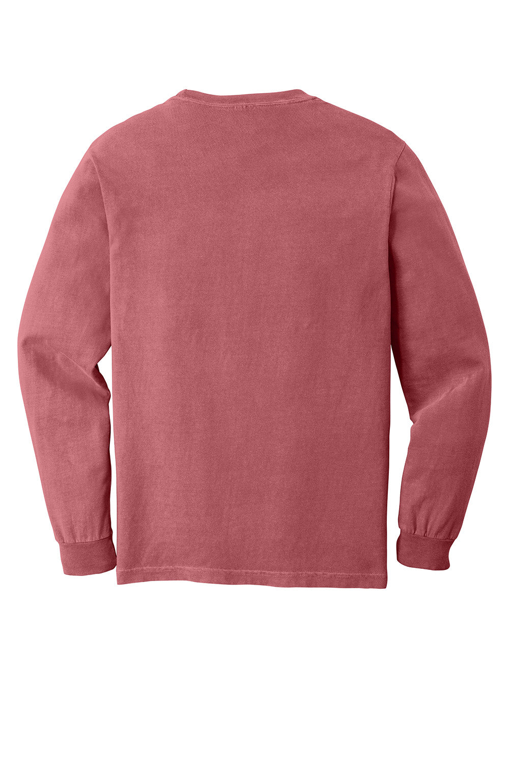 Comfort Colors 6014/C6014 Mens Long Sleeve Crewneck T-Shirt Crimson Red Flat Back