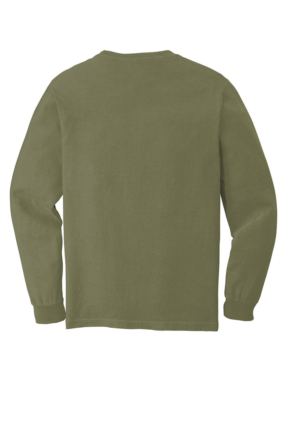 Comfort Colors 6014/C6014 Mens Long Sleeve Crewneck T-Shirt Khaki Brown Flat Back