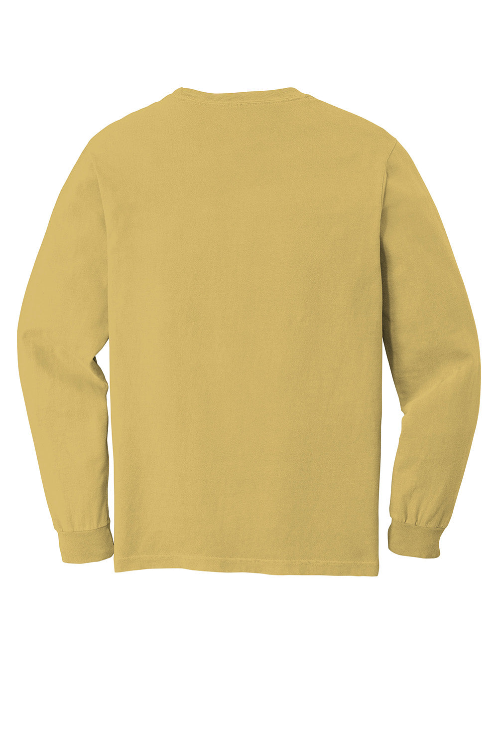 Comfort Colors 6014/C6014 Mens Long Sleeve Crewneck T-Shirt Mustard Yellow Flat Back