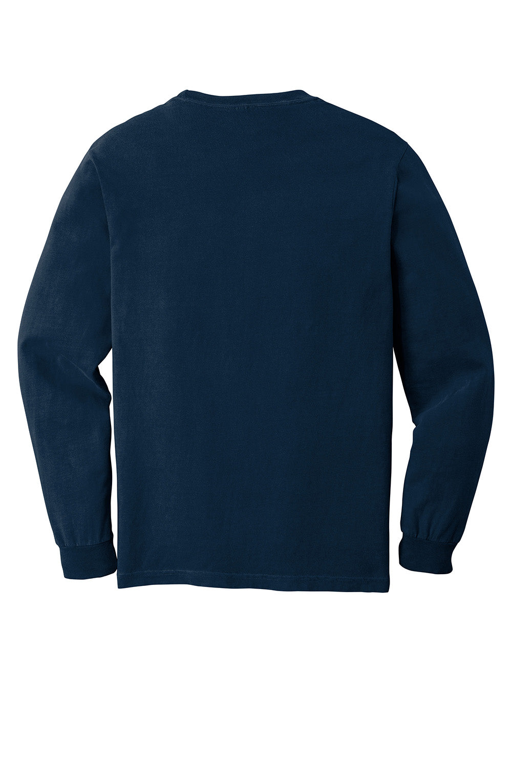 Comfort Colors 6014/C6014 Mens Long Sleeve Crewneck T-Shirt True Navy Blue Flat Back