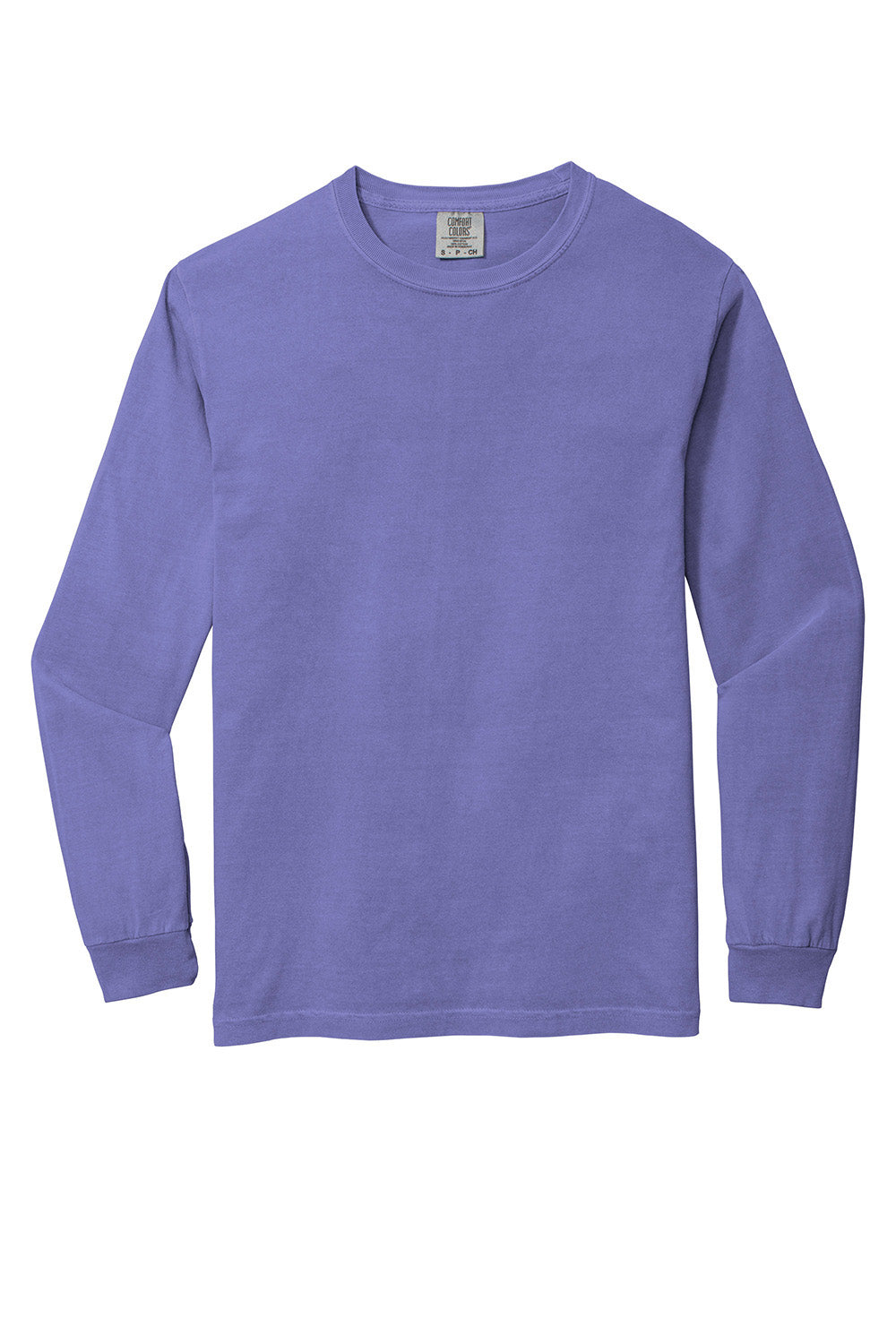 Comfort Colors 6014/C6014 Mens Long Sleeve Crewneck T-Shirt Violet Purple Flat Front