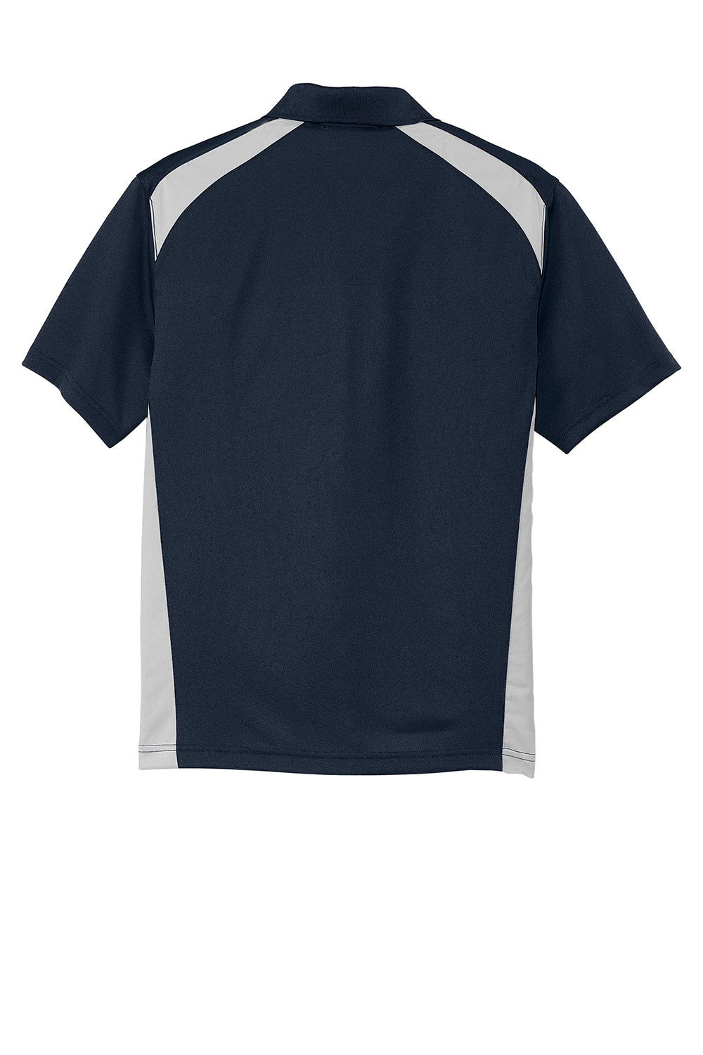 CornerStone CS416 Mens Select Moisture Wicking Short Sleeve Polo Shirt w/ Pocket Dark Navy Blue/Light Grey Flat Back