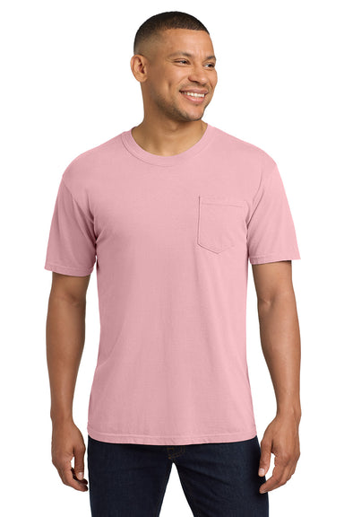 Comfort Colors 6030/6030CC Mens Short Sleeve Crewneck T-Shirt w/ Pocket Blossom Pink Model Front