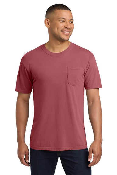 Comfort Colors 6030/6030CC Mens Short Sleeve Crewneck T-Shirt w/ Pocket Crimson Red Model Front