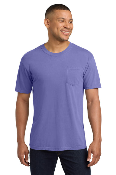 Comfort Colors 6030/6030CC Mens Short Sleeve Crewneck T-Shirt w/ Pocket Violet Purple Model Front