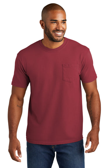 Comfort Colors 6030/6030CC Mens Short Sleeve Crewneck T-Shirt w/ Pocket Chili Red Model Front