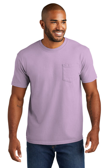 Comfort Colors 6030/6030CC Mens Short Sleeve Crewneck T-Shirt w/ Pocket Orchid Purple Model Front