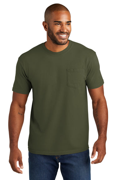 Comfort Colors 6030/6030CC Mens Short Sleeve Crewneck T-Shirt w/ Pocket Sage Green Model Front