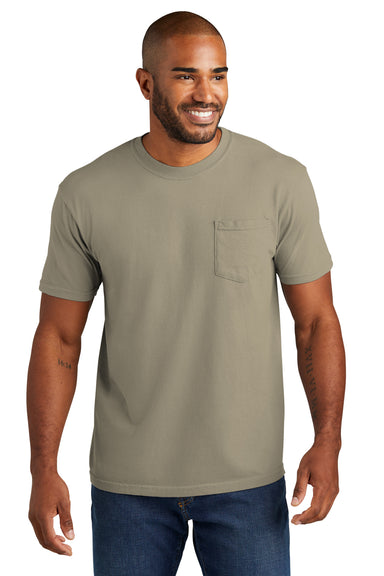 Comfort Colors 6030/6030CC Mens Short Sleeve Crewneck T-Shirt w/ Pocket Sandstone Model Front