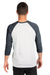 Next Level NL6051/6051 Mens Jersey 3/4 Sleeve Crewneck T-Shirt Heather White/Indigo Blue Model Back