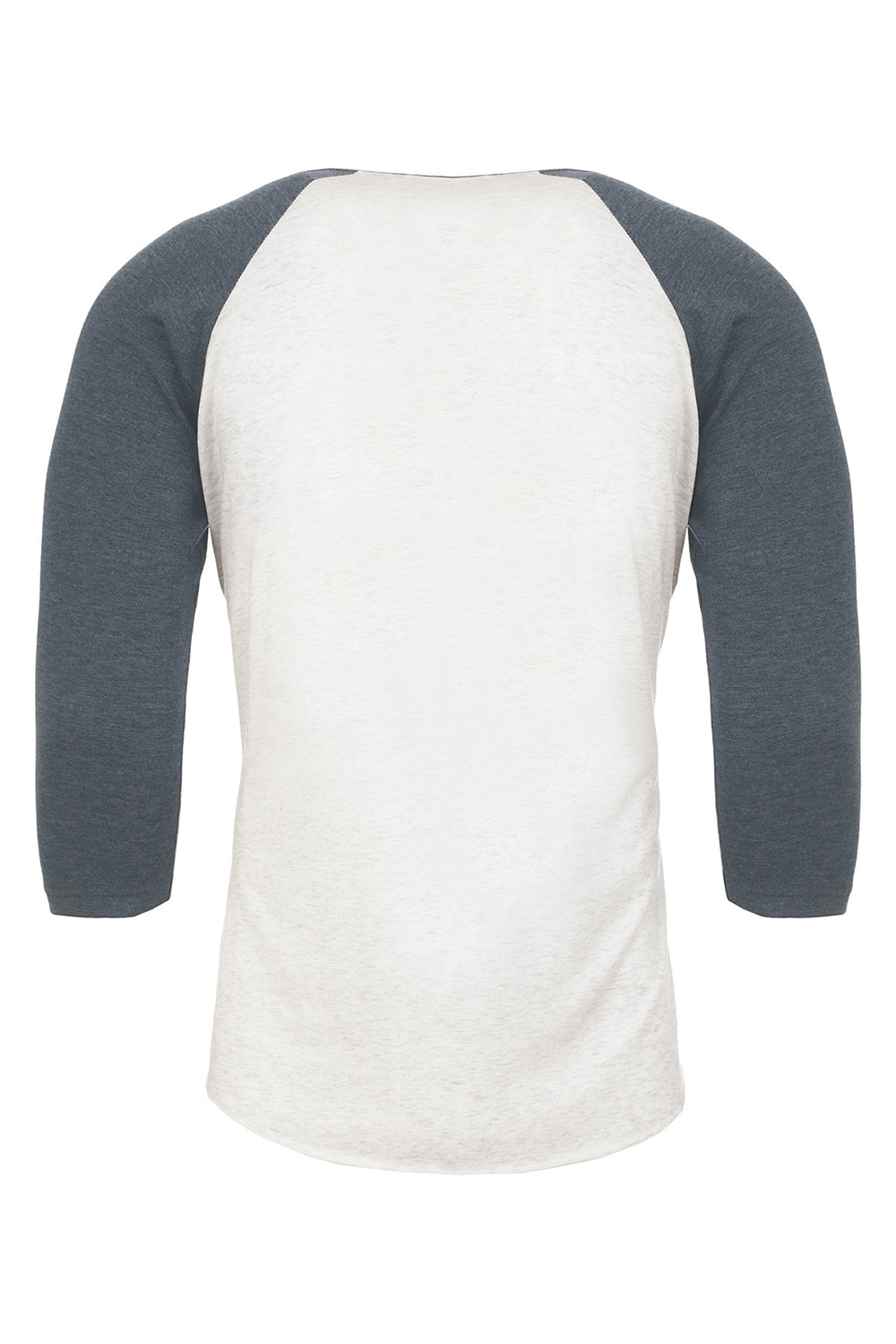 Next Level NL6051/6051 Mens Jersey 3/4 Sleeve Crewneck T-Shirt Heather White/Indigo Blue Flat Back