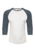 Next Level NL6051/6051 Mens Jersey 3/4 Sleeve Crewneck T-Shirt Heather White/Indigo Blue Flat Front