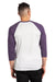 Next Level NL6051/6051 Mens Jersey 3/4 Sleeve Crewneck T-Shirt Heather White/Purple Rush Model Back