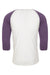 Next Level NL6051/6051 Mens Jersey 3/4 Sleeve Crewneck T-Shirt Heather White/Purple Rush Flat Back