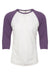 Next Level NL6051/6051 Mens Jersey 3/4 Sleeve Crewneck T-Shirt Heather White/Purple Rush Flat Front