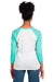 Next Level NL6051/6051 Mens Jersey 3/4 Sleeve Crewneck T-Shirt Heather White/Tahiti Blue Model Back