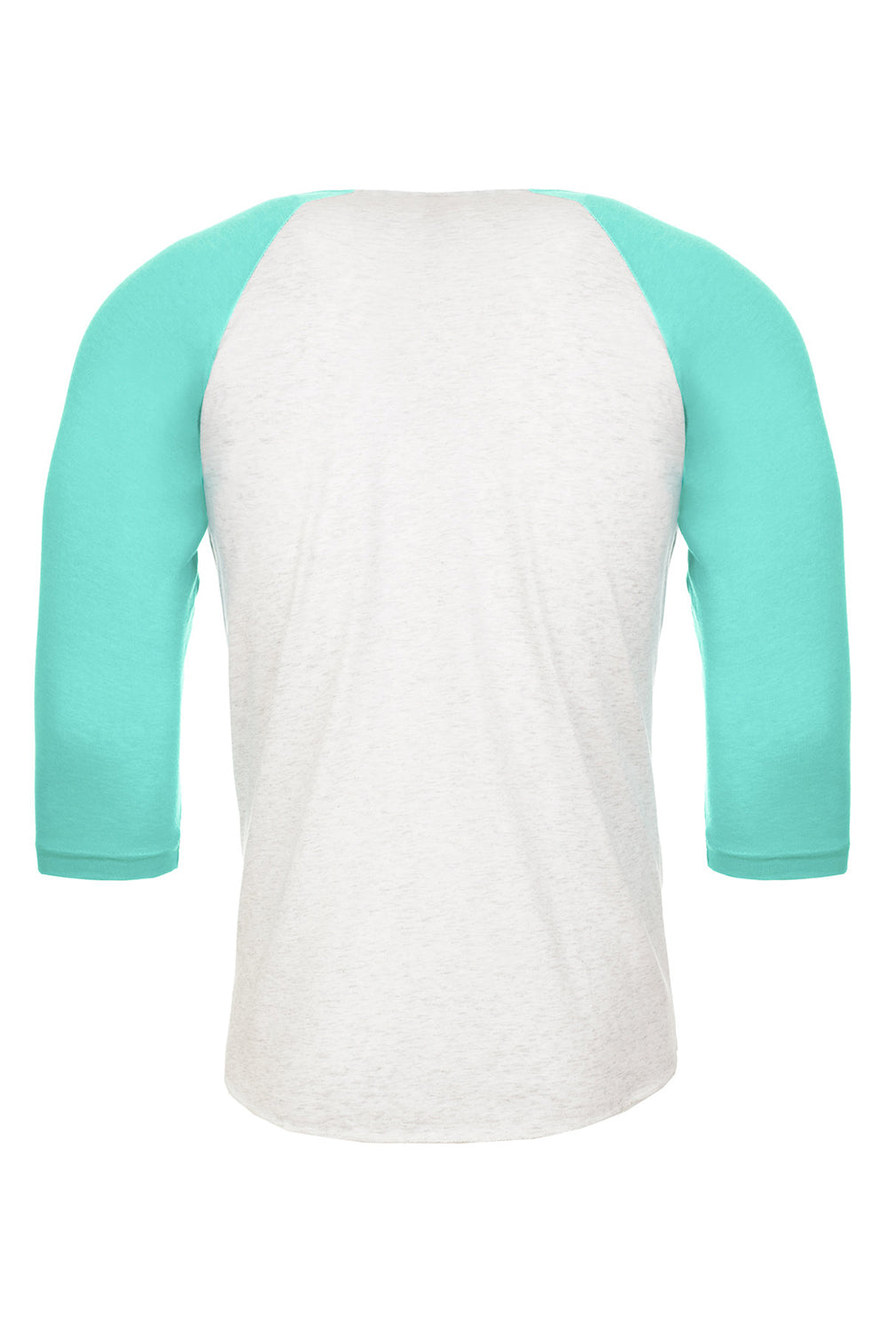 Next Level NL6051/6051 Mens Jersey 3/4 Sleeve Crewneck T-Shirt Heather White/Tahiti Blue Flat Back