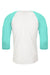 Next Level NL6051/6051 Mens Jersey 3/4 Sleeve Crewneck T-Shirt Heather White/Tahiti Blue Flat Back