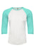 Next Level NL6051/6051 Mens Jersey 3/4 Sleeve Crewneck T-Shirt Heather White/Tahiti Blue Flat Front