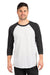 Next Level NL6051/6051 Mens Jersey 3/4 Sleeve Crewneck T-Shirt Vintage Black/Heather White Model Front