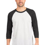 Next Level Mens Jersey 3/4 Sleeve Crewneck T-Shirt - Vintage Black/Heather White