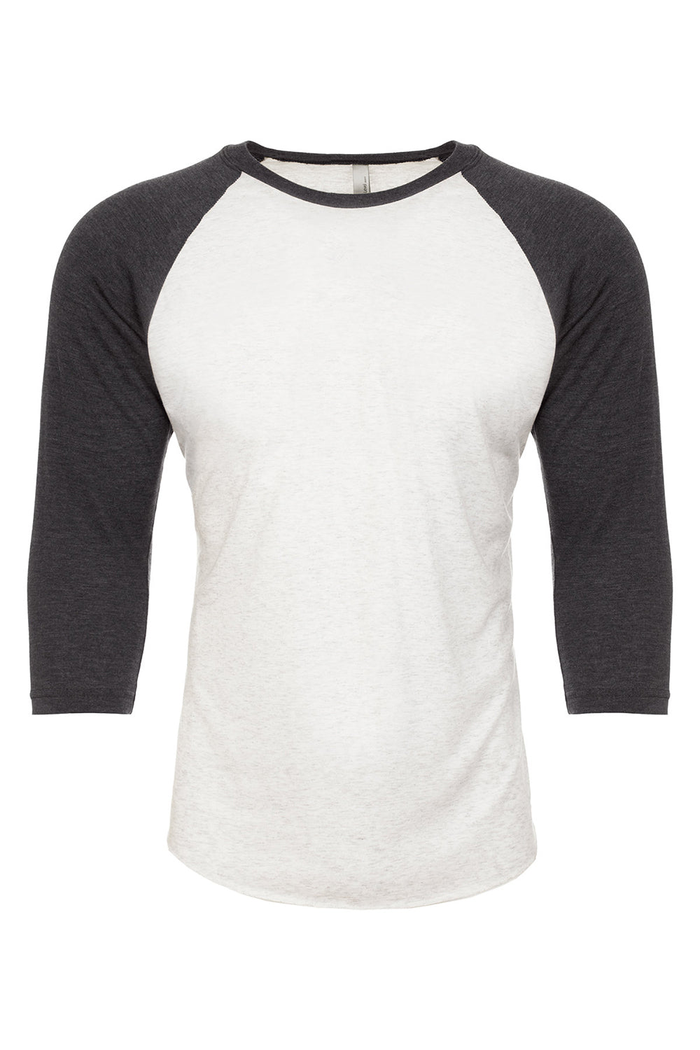 Next Level NL6051/6051 Mens Jersey 3/4 Sleeve Crewneck T-Shirt Vintage Black/Heather White Flat Front