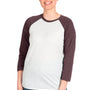 Next Level Mens Jersey 3/4 Sleeve Crewneck T-Shirt - Heather White/Vintage Purple