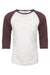 Next Level NL6051/6051 Mens Jersey 3/4 Sleeve Crewneck T-Shirt Heather White/Vintage Purple Flat Front