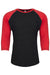 Next Level NL6051/6051 Mens Jersey 3/4 Sleeve Crewneck T-Shirt Vintage Red/Black Flat Front