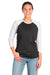 Next Level NL6051/6051 Mens Jersey 3/4 Sleeve Crewneck T-Shirt HTH WHT/ VIN BLK Model Front