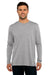 Next Level 6071 Mens Jersey Long Sleeve Crewneck T-Shirt Heather Grey Model Front