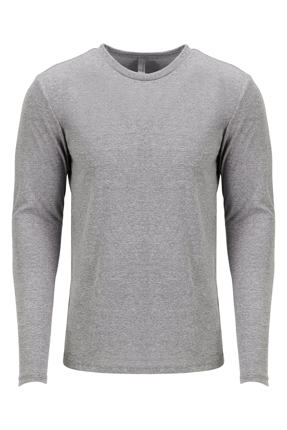 Next Level 6071 Mens Jersey Long Sleeve Crewneck T-Shirt Heather Grey Flat Front