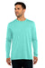 Next Level 6071 Mens Jersey Long Sleeve Crewneck T-Shirt Tahiti Blue Model Front