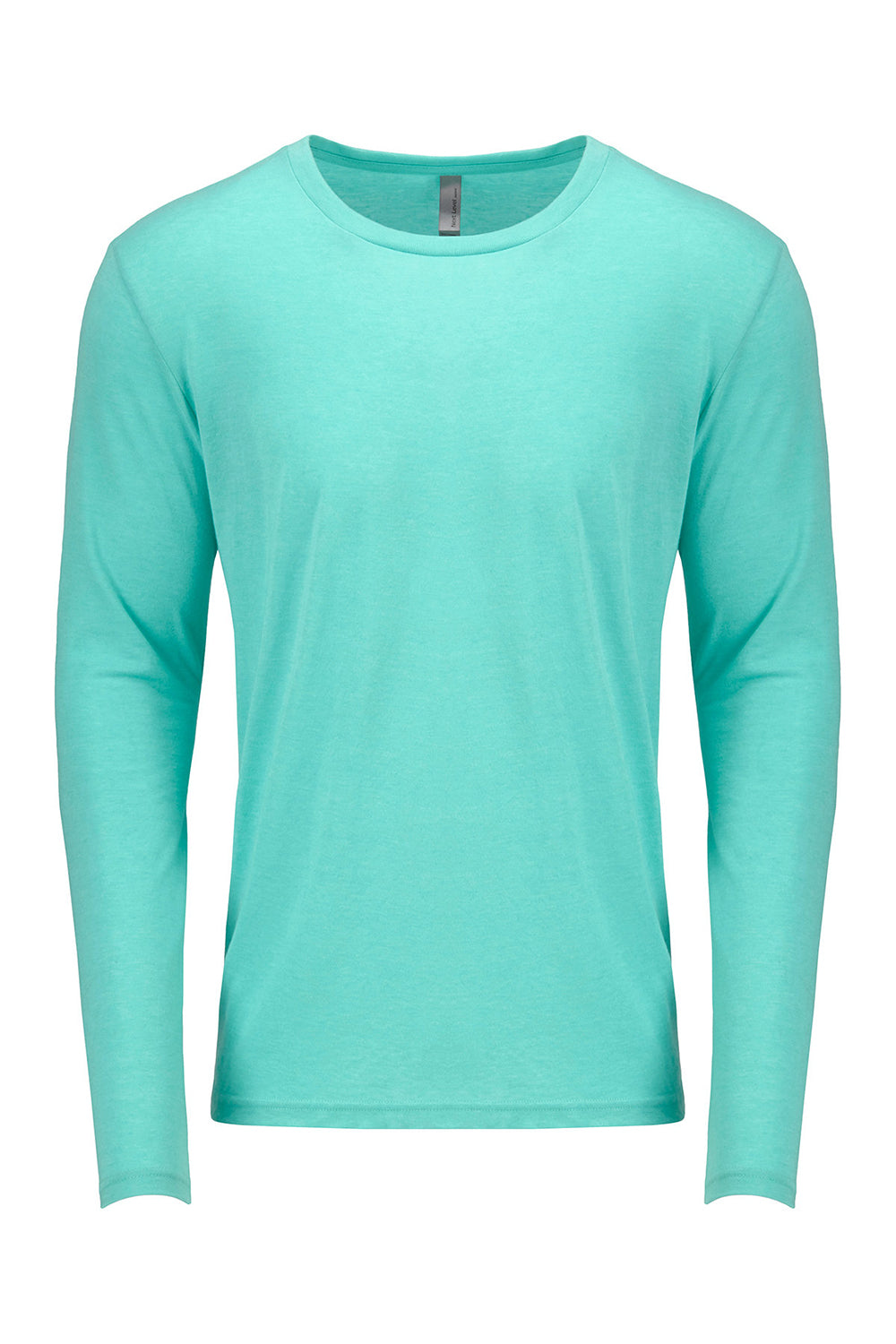 Next Level 6071 Mens Jersey Long Sleeve Crewneck T-Shirt Tahiti Blue Flat Front