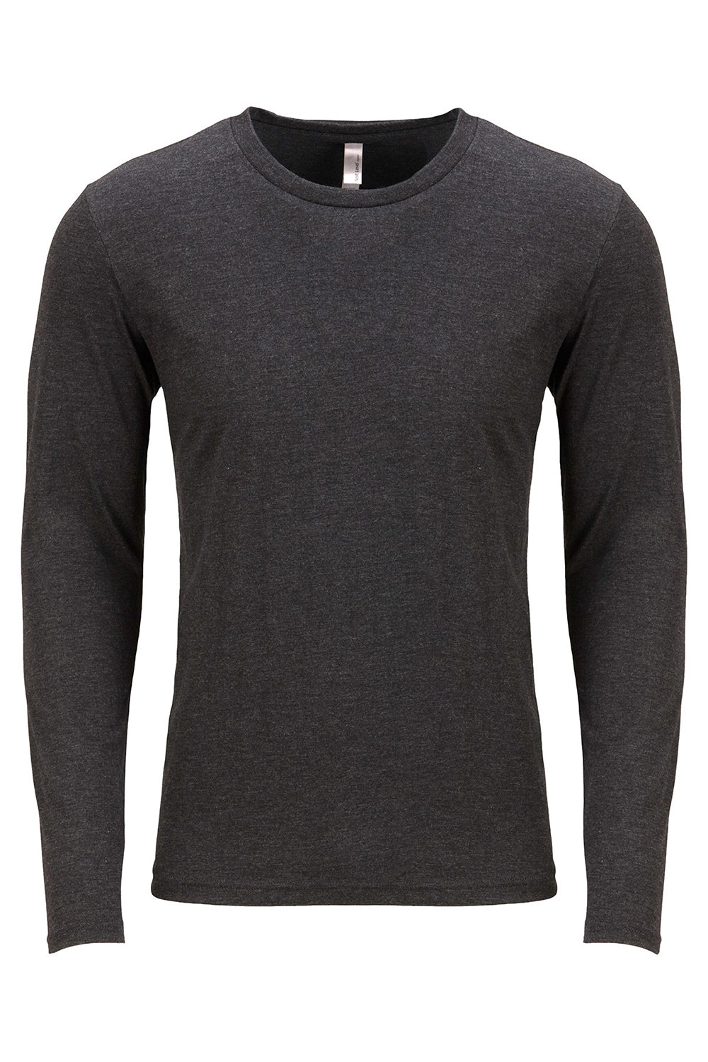 Next Level 6071 Mens Jersey Long Sleeve Crewneck T-Shirt Vintage Black Flat Front