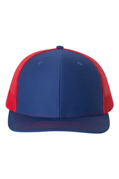 Richardson 112 Mens Snapback Trucker Hat Royal Blue/Red Flat Front