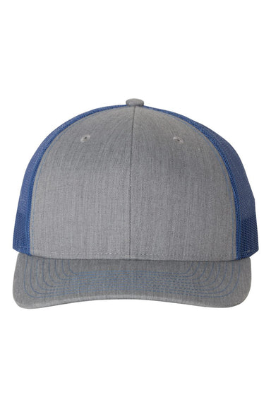 Richardson 112 Mens Snapback Trucker Hat Heather Grey/Royal Blue Flat Front