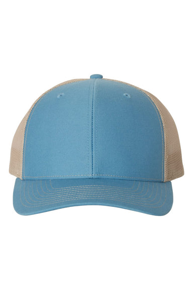 Richardson 112 Mens Snapback Trucker Hat Columbia Blue/Khaki Flat Front