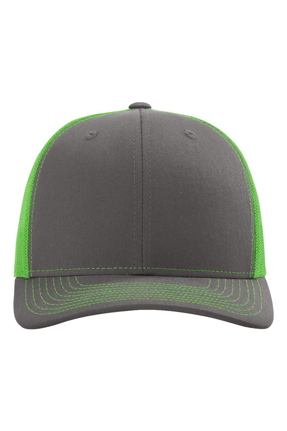 Richardson 112 Mens Snapback Trucker Hat Charcoal Grey/Neon Green Flat Front