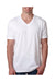 Next Level 6240 Mens CVC Jersey Short Sleeve V-Neck T-Shirt White Model Front