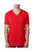 Next Level 6240 Mens CVC Jersey Short Sleeve V-Neck T-Shirt Red Model Front