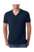 Next Level 6240 Mens CVC Jersey Short Sleeve V-Neck T-Shirt Midnight Navy Blue Model Front