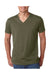 Next Level 6240 Mens CVC Jersey Short Sleeve V-Neck T-Shirt Military Green Model Front