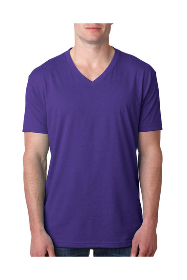 Next Level 6240 Mens CVC Jersey Short Sleeve V-Neck T-Shirt Purple Rush Model Front