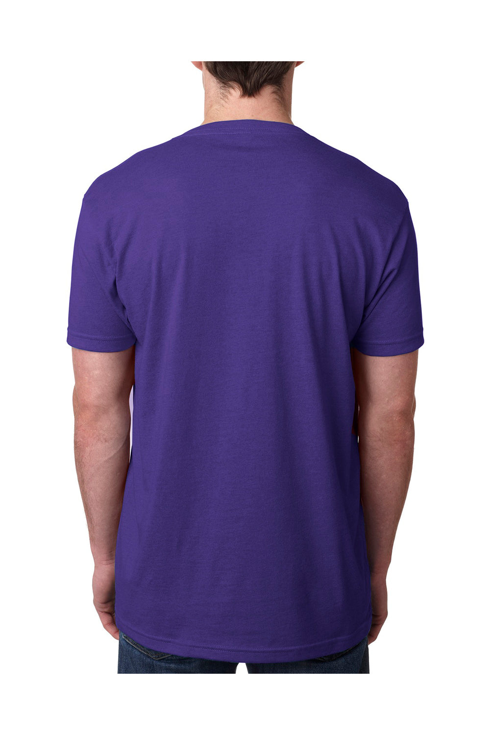 Next Level 6240 Mens CVC Jersey Short Sleeve V-Neck T-Shirt Purple Rush Model Back