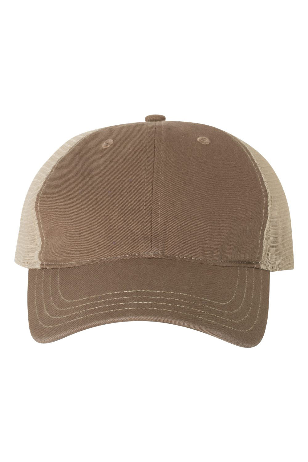 Richardson 111 Mens Garment Washed Trucker Hat Driftwood Brown/Khaki Flat Front