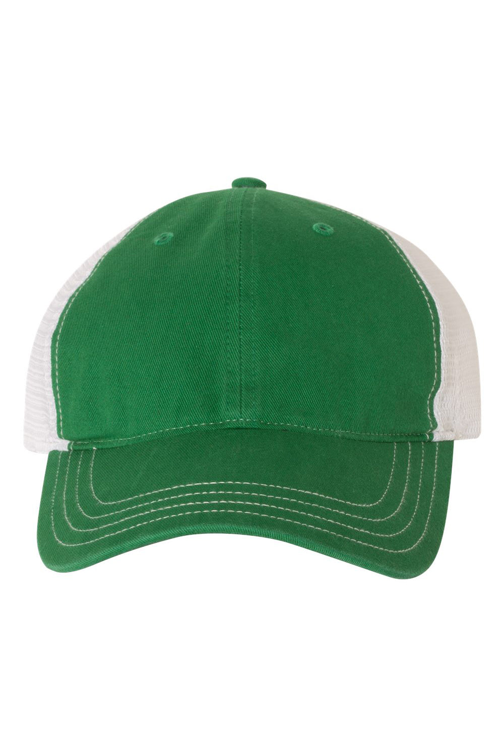 Richardson 111 Mens Garment Washed Trucker Hat Kelly Green/White Flat Front