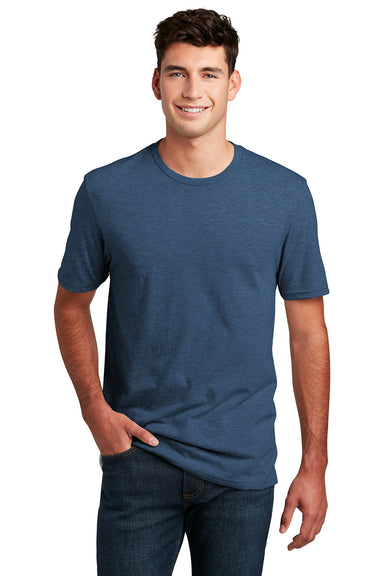 District DM108 Mens Perfect Blend Short Sleeve Crewneck T-Shirt Deep Royal Blue Fleck Model Front