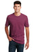 District DM108 Mens Perfect Blend Short Sleeve Crewneck T-Shirt Raspberry Fleck Model Front