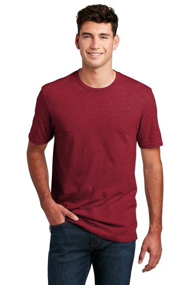 District DM108 Mens Perfect Blend Short Sleeve Crewneck T-Shirt Red Fleck Model Front